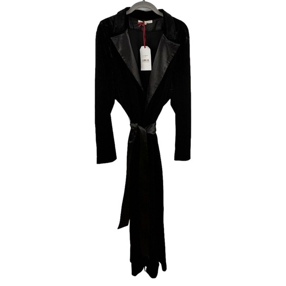 Standards & Practices Womens Freya Coat Dress Black 2X Polyester Blend Maxi Wrap - Picture 5 of 12
